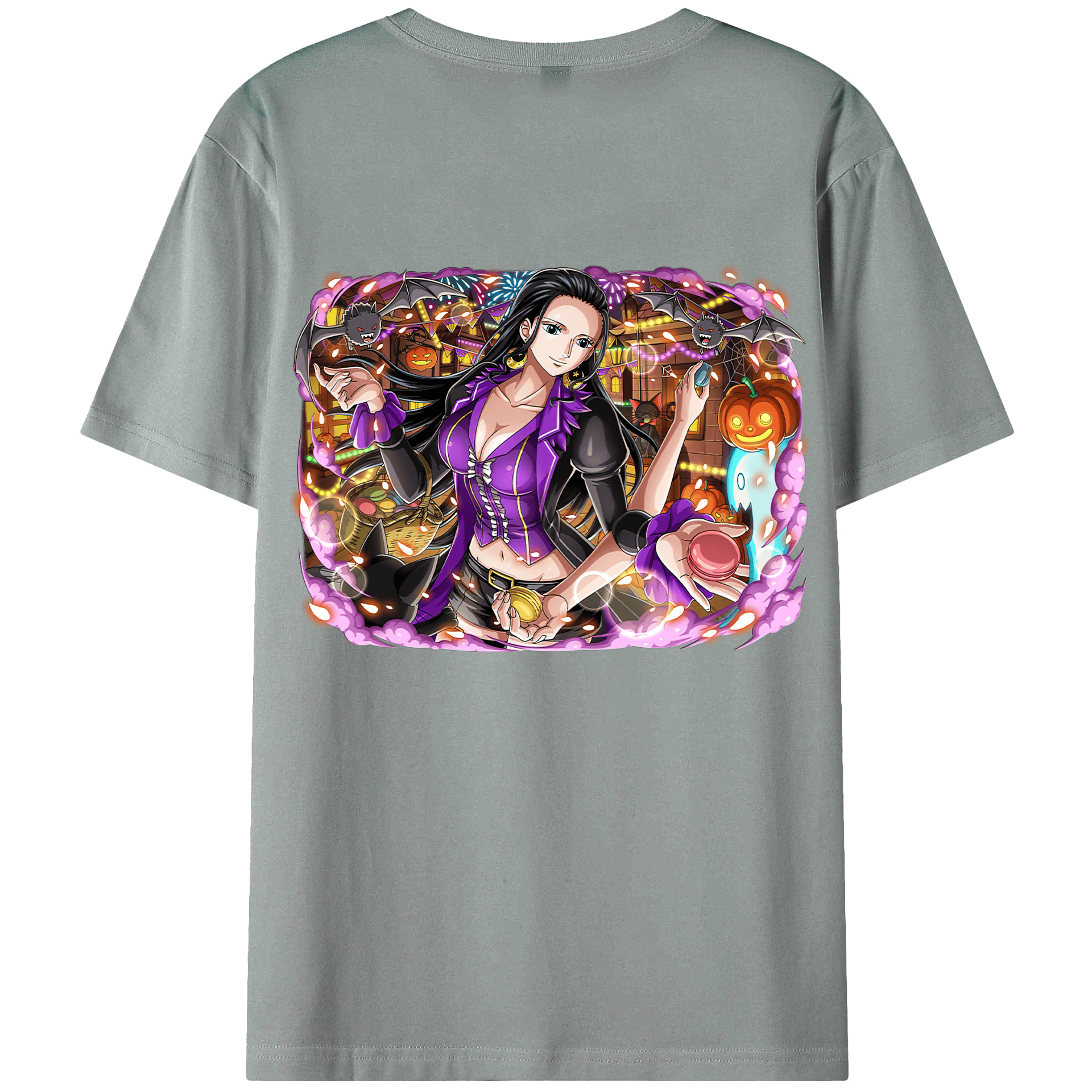 ワンピース ニコ・ロビン ONE PIECE Nico Robin 綿100％ メンズ半袖Tシャツ（バックプリント） 通気性